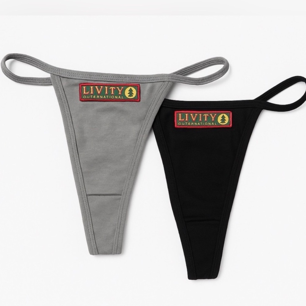 Livity Livi-G Thong 2-Pack size L Hemp Organic Cotton Gray/Black– New(F82)✨